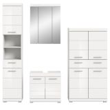 Badm�bel Set 4-teilig Shawn in wei� Hochglanz Badkombination 200 x 191 cm