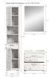 Badm�bel Set 3-teilig Shawn in wei� Hochglanz Badkombination 112 x 191 cm