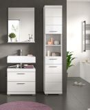 Badm�bel Set 3-teilig Shawn in wei� Hochglanz Badkombination 112 x 191 cm