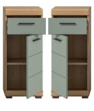 Badezimmer Kommode Shawn in Salbei gr�n und Artisan Eiche Badschrank 37 x 88 cm