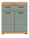 Badezimmer Kommode Shawn in Salbei und Artisan Eiche Badschrank 74 x 88 cm