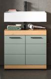 Waschbeckenunterschrank Shawn in Salbei und Artisan Eiche Badezimmer Unterschrank 60 cm