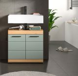 Waschbeckenunterschrank Shawn in Salbei und Artisan Eiche Badezimmer Unterschrank 60 cm