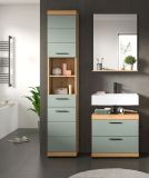Waschbeckenunterschrank Shawn in Salbei und Artisan Eiche Badezimmer Unterschrank 60 cm