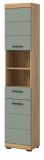 Badezimmer Hochschrank Shawn in Salbei und Artisan Eiche Badschrank 37 x 191 cm