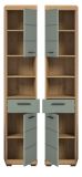 Badezimmer Hochschrank Shawn in Salbei und Artisan Eiche Badschrank 37 x 191 cm
