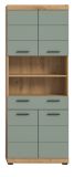 Badezimmer Hochschrank Shawn in Salbei und Artisan Eiche Badschrank 74 x 191 cm
