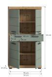 Badezimmer Midischrank Shawn in Salbei und Artisan Eiche Badschrank 74 x 141 cm