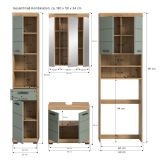 Badm�bel Set 4-teilig Shawn in Salbei und Artisan Eiche Badkombination 190 x 191 cm