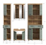 Badm�bel Set 4-teilig Shawn in Salbei und Artisan Eiche Badkombination 200 x 191 cm