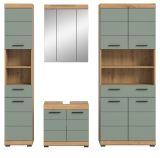 Badm�bel Set 4-teilig Shawn in Salbei und Artisan Eiche Badkombination 200 x 191 cm