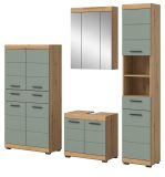 Badm�bel Set 4-teilig Shawn in Salbei und Artisan Eiche Badkombination 200 x 191 cm