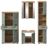 Badm�bel Set 4-teilig Shawn in Salbei und Artisan Eiche Badkombination 200 x 191 cm