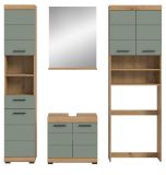 Badm�bel Set 4-teilig Shawn in Salbei und Artisan Eiche Badkombination 190 x 191 cm