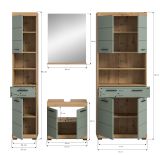 Badm�bel Set 4-teilig Shawn in Salbei und Artisan Eiche Badkombination 200 x 191 cm