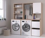Waschmaschinenschrank Laundry4 in wei� und Jackson Eiche Set 3-teilig 175 x 184 cm