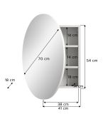 Spiegelschrank Relief in wei� Flur Spiegel mit Stauraum rund, Soft-Close