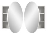 Spiegelschrank Relief in wei� Flur Spiegel mit Stauraum rund, Soft-Close