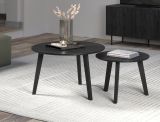 Couchtisch 2er Set Torus in Esche schwarz 2x Beistelltisch rund