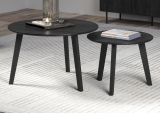 Couchtisch 2er Set Torus in Esche schwarz 2x Beistelltisch rund