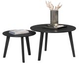 Couchtisch 2er Set Torus in Esche schwarz 2x Beistelltisch rund