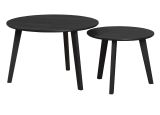 Couchtisch 2er Set Torus in Esche schwarz 2x Beistelltisch rund