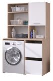 Waschmaschinenschrank Laundry in wei� und Jackson Eiche Set 2-teilig 111 x 184 cm