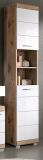 Badezimmer Hochschrank Willow in wei� Hochglanz und Nox Eiche Badschrank 37 x 191 cm