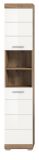 Badezimmer Hochschrank Willow in wei� Hochglanz und Nox Eiche Badschrank 37 x 191 cm