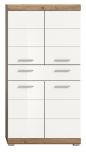 Badezimmer Midischrank Willow in wei� Hochglanz und Nox Eiche Badschrank 74 x 141 cm