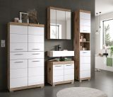 Badm�bel Set 4-teilig Willow in wei� Hochglanz und Nox Eiche Badkombination 200 x 191 cm