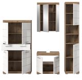 Badm�bel Set 4-teilig Willow in wei� Hochglanz und Nox Eiche Badkombination 200 x 191 cm