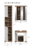 Badm�bel Set 3-teilig Willow in wei� Hochglanz und Nox Eiche Badkombination 112 x 191 cm
