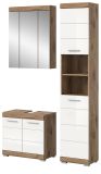 Badm�bel Set 3-teilig Willow in wei� Hochglanz und Nox Eiche Badkombination 112 x 191 cm