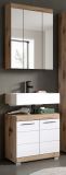Badm�bel Set 2-teilig Willow in wei� Hochglanz und Nox Eiche Badkombination 60 x 191 cm