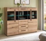 Highboard Design-D in Evoke Eiche Vitrine 160 x 126 cm, mit Soft-Close