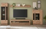 Wohnwand Design-D in Evoke Eiche Wohnkombination Set 4-teilig 350 cm, mit Soft-Close