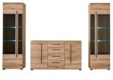 Wohnwand Design-D in Evoke Eiche Wohnkombination Set 3-teilig 290 cm, mit Soft-Close