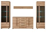 Wohnwand Design-D in Evoke Eiche Wohnkombination Set 4-teilig 290 cm, mit Soft-Close