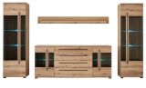 Wohnwand Design-D in Evoke Eiche Wohnkombination Set 4-teilig 340 cm, mit Soft-Close