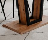 Esstisch Borja in Artisan Eiche und schwarz S�ulentisch mit Liftauszug 160 / 200 x 90 cm