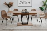 Esstisch Borja in Artisan Eiche und schwarz S�ulentisch mit Liftauszug 160 / 200 x 90 cm