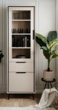 Vitrine Brebbia in sand und schwarz Vitrinenschrank 60 x 200 cm, Soft-Close-Funktion