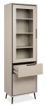Vitrine Brebbia in sand und schwarz Vitrinenschrank 60 x 200 cm, Soft-Close-Funktion