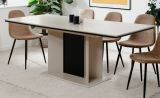 Esstisch Brebbia in sand und schwarz S�ulentisch ausziehbar 160 / 200 x 90 cm