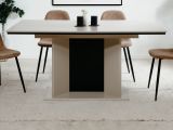 Esstisch Brebbia in sand und schwarz S�ulentisch ausziehbar 160 / 200 x 90 cm