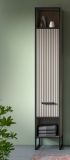 Badezimmer Hochschrank Scana in sand und schwarz Badschrank 30 x 192 cm, Soft-Close