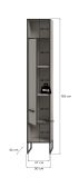 Badezimmer Hochschrank Scana in sand und schwarz Badschrank 30 x 192 cm, Soft-Close
