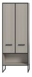 Badezimmer Hochschrank Scana in sand und schwarz Badschrank 59 x 159 cm, Soft-Close