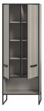 Badezimmer Hochschrank Scana in sand und schwarz Badschrank 59 x 159 cm, Soft-Close